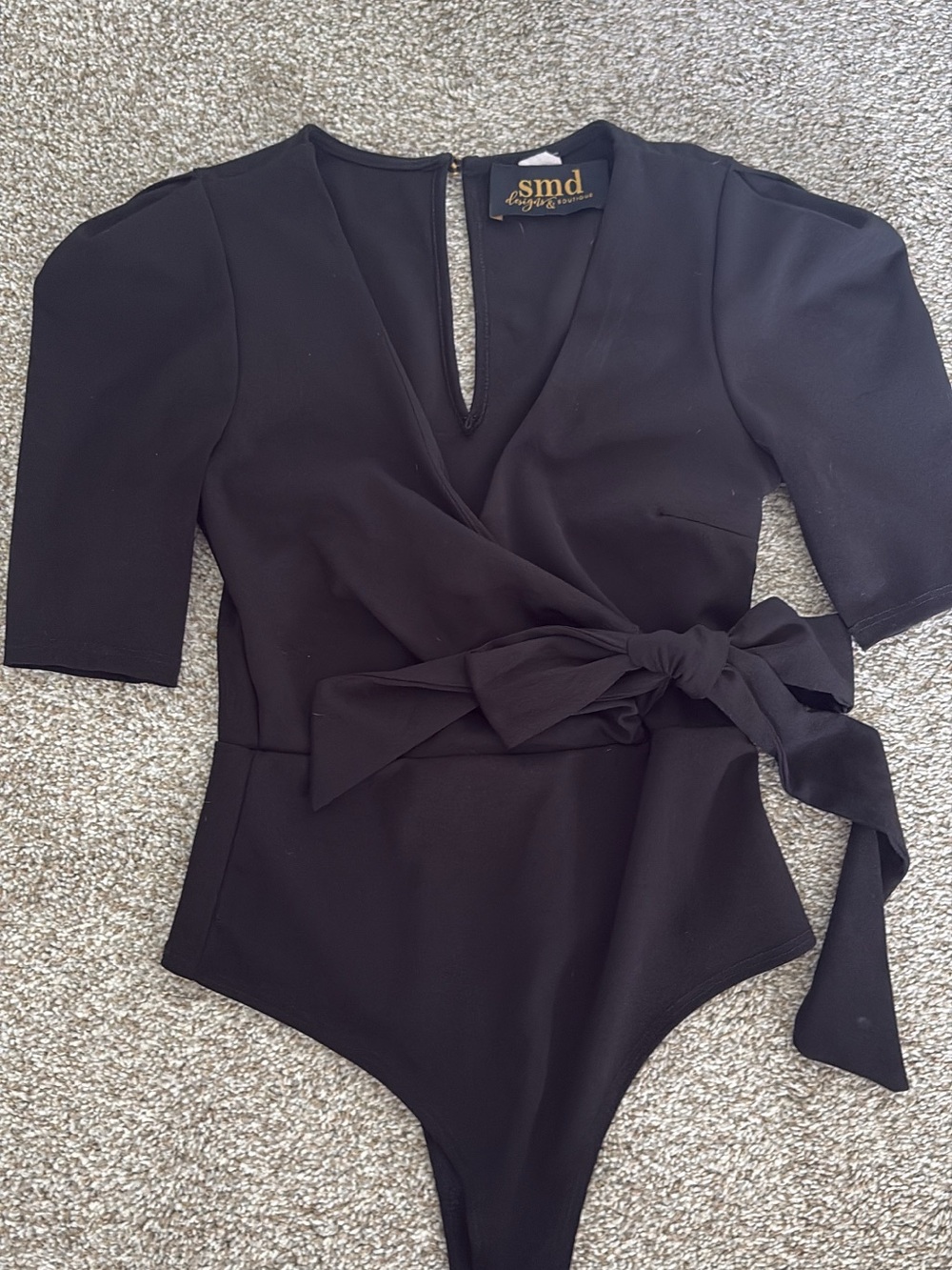 smd Design Studio Black Wrap Bodysuit